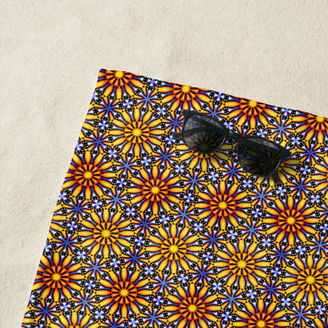 Serviette De Plage Soleil céleste Mandala (En situation)
