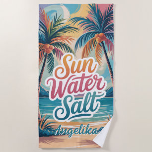 Serviette De Plage Soleil Sel Eau Minimaliste Vie de Plage Océan