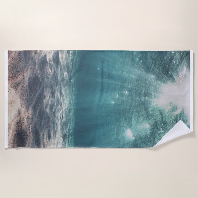 Serviette De Plage Soleil sous-marin de surf d'été de vagues de mer (Devant)