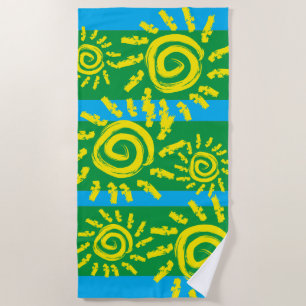Serviette De Plage Soleil spiral amusant sur Green Beach Towne