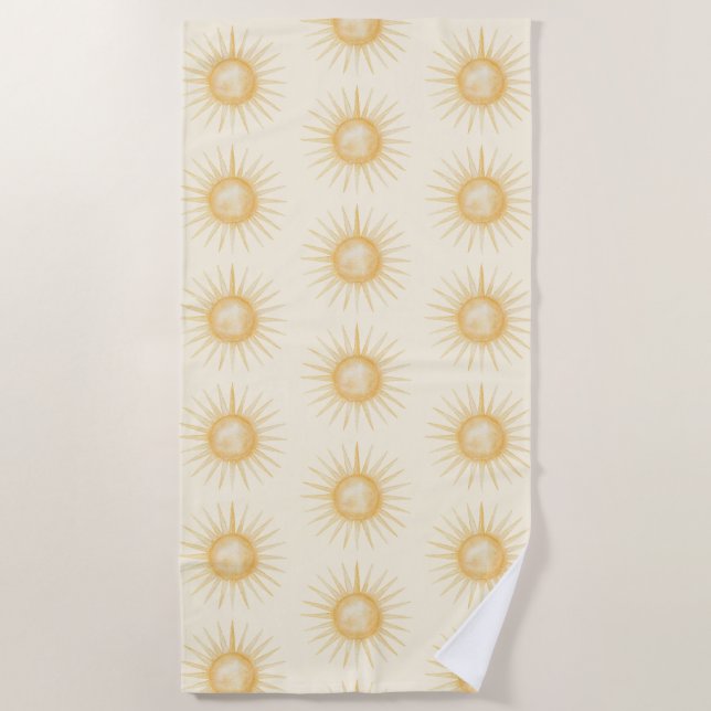 Serviette De Plage Soleils Jaune Orange (Devant)