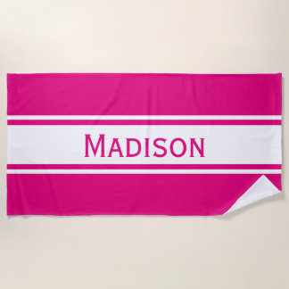 Serviette De Plage Solide Rose Chaud Blancs Nom moderne