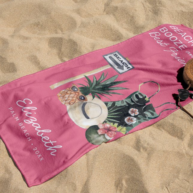 Serviette De Plage Sorbet Rose Pastèque | Été Tropical Plage (Créateur téléchargé)