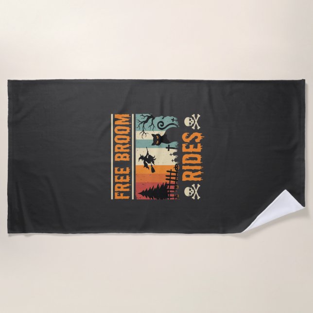 Serviette De Plage Sorcière Chat de Balades de Balai Gratuits Hallowe (Devant)