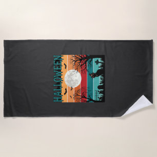 Serviette De Plage Sorcière de Halloween Chat Toile d'araignée Lune C