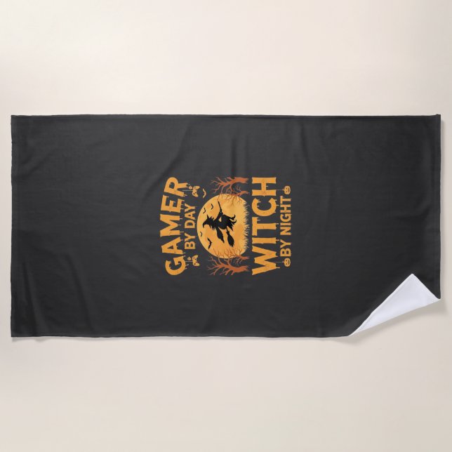 Serviette De Plage Sorcière de jeu Halloween Conception de jeu (Devant)