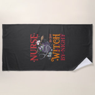 Serviette De Plage Sorcière de jour de sage-femme Nuit de Halloween C