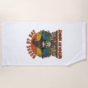 Serviette De Plage Sorcière de jour infirmière Nuit d'Halloween Crâne