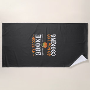 Serviette De Plage Sorcière d'Halloween Balai de Cuisine Cassé Concep