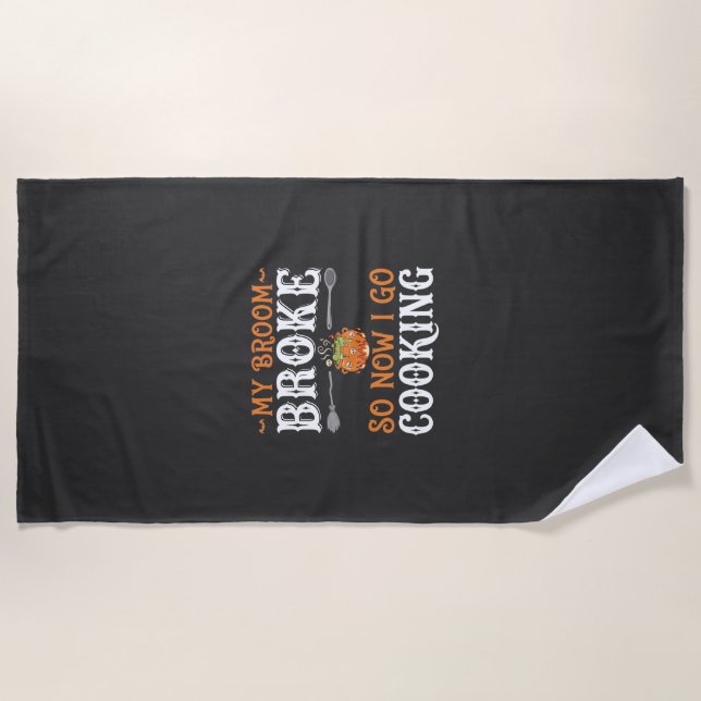 Serviette De Plage Sorcière d'Halloween Balai de Cuisine Cassé Concep (Devant)