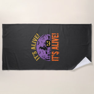 Serviette De Plage Sorcière d'Halloween Jack O Lanterne C'est Vivant