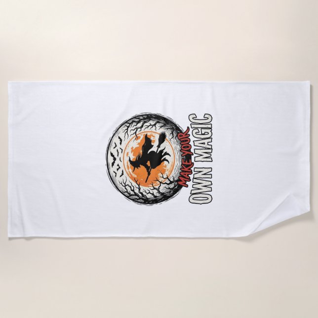 Serviette De Plage Sorcière d'Halloween possède un design de chemise  (Devant)
