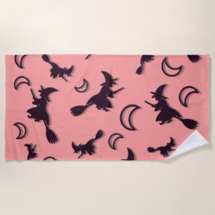 Serviette De Plage Sorcière volante entre la moitié de la lune à Hall