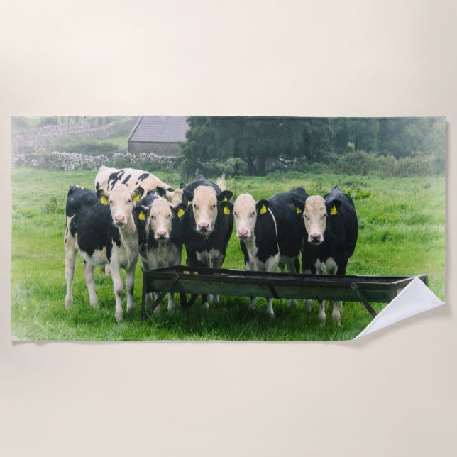 Serviette De Plage Souriez s'il vous plaît ! Vaches mignonnes (Devant)