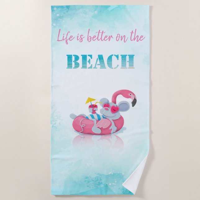 Serviette De Plage Souris Mignonne  Plage Élégante (Devant)