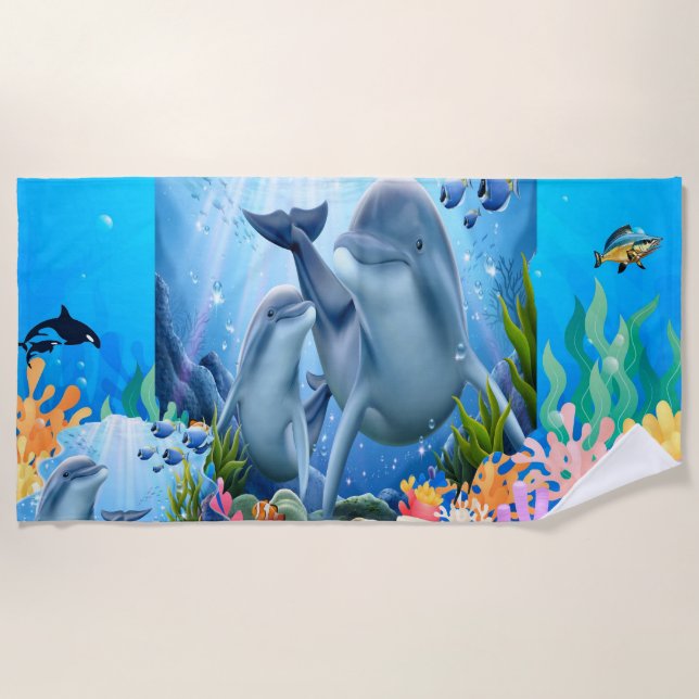 Serviette De Plage Sous la mer Dolphin Beach Towel (Devant)