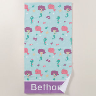 Serviette De Plage Sous le Motif de sirène de mer Personnalisé