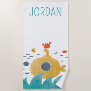 Serviette De Plage Sous-marin à doodle mignon   Explorer