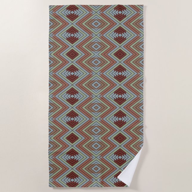 Serviette De Plage South West American Indian Style Patterned Art (Devant)
