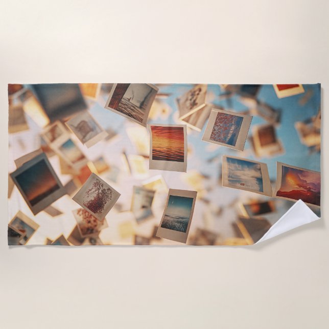 Serviette De Plage Souvenirs Polaroïd Flottants (Devant)