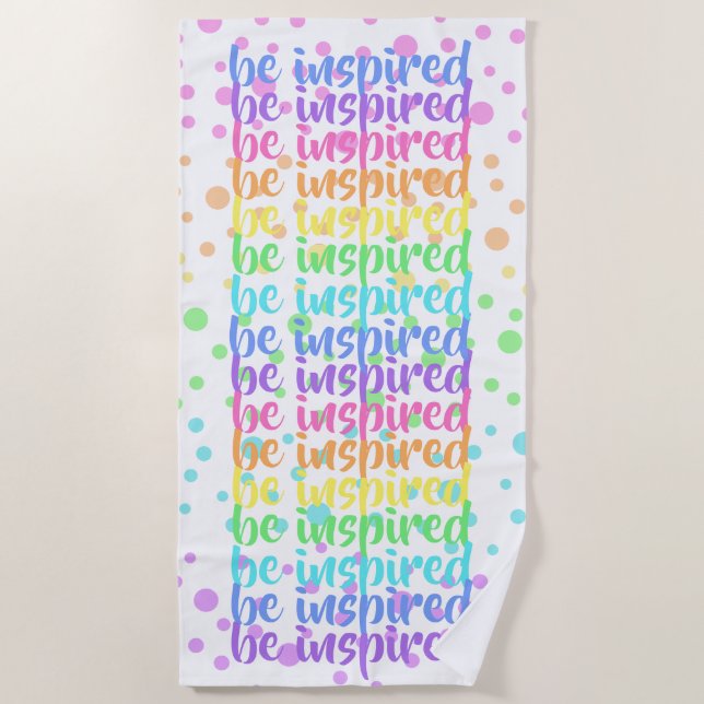 Serviette De Plage "Soyez inspiré" Rainbow Polka Dot Beach Towel (Devant)