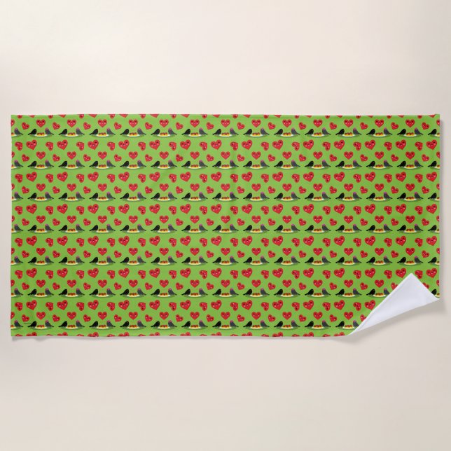 Serviette De Plage Spaghetti Boules de viande Romantique Date Motif (Devant)