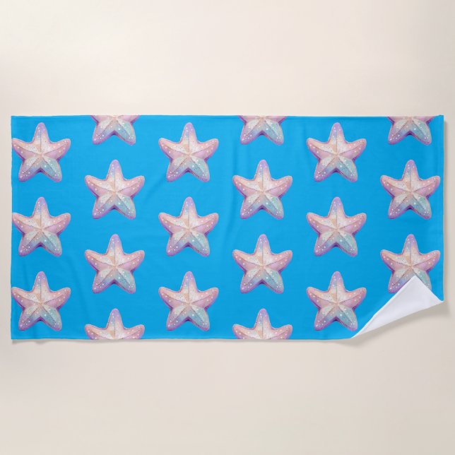 Serviette De Plage Sparkly Starfish Caribbean Blue Beach Towel (Devant)