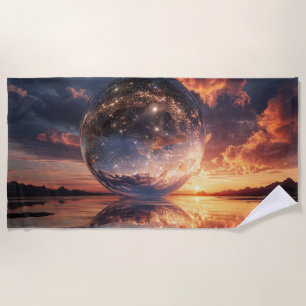 Serviette De Plage Sphère réfléchissante surréaliste contenant des ét