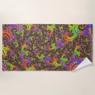 Serviette De Plage Spirale colorée flashy Abstrait Digital Fractal