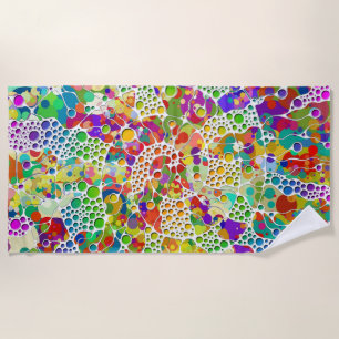 Serviette De Plage Spirales de points colorés, peinture à la main 2