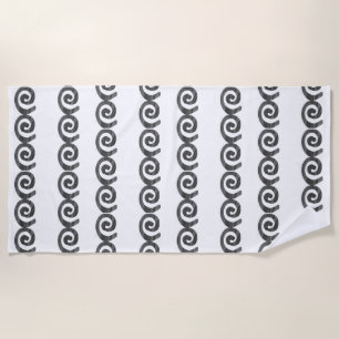Serviette De Plage Spiritueux noir et gris motif sur blanc