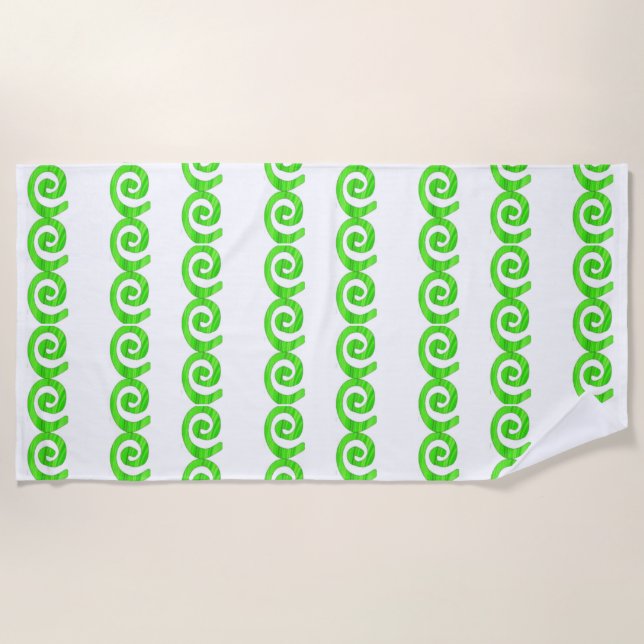 Serviette De Plage Spiritueux vert brillant motif sur blanc (Devant)
