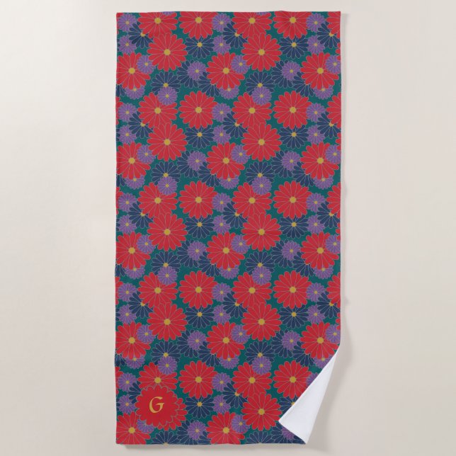 Serviette De Plage Splashy Fall Floral Beach Towne (Devant)