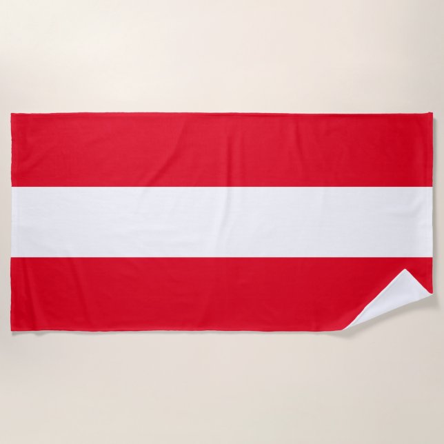 Serviette De Plage Sporty Bright Red White Nautical Summer Stripes (Devant)