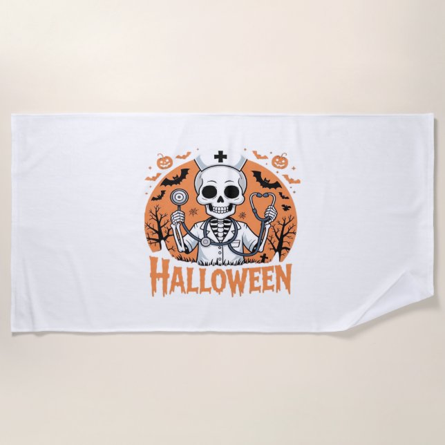 Serviette De Plage Squelette de l'infirmière d'Halloween Essential T- (Devant)