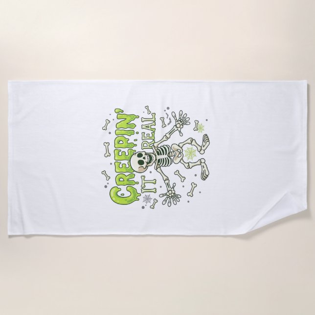Serviette De Plage Squelette de véritable araignée d'Halloween de cré (Devant)