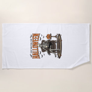 Serviette De Plage Squelette d'Halloween attendant drôle Vintage_1