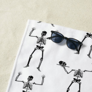 Serviette De Plage Squelettes d'Halloween, friandise ou farce, Hou