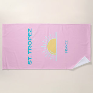 Serviette De Plage St Tropez, France, Preppy, Rose