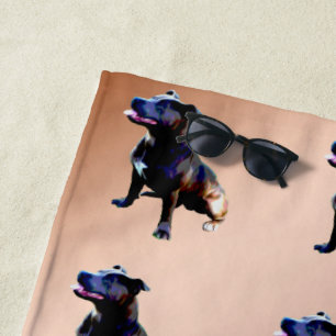 Serviette De Plage Staffordshire Bull Terrier Huile Peinture, Serviet