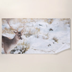 Serviette De Plage Stag gracieux en hiver 1 #animal #art