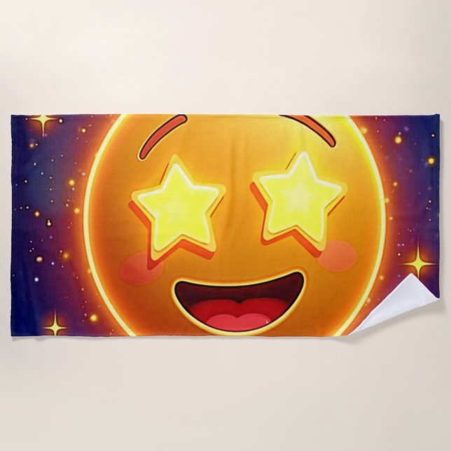 Serviette De Plage Starry Eyed Emoji Joy (Devant)