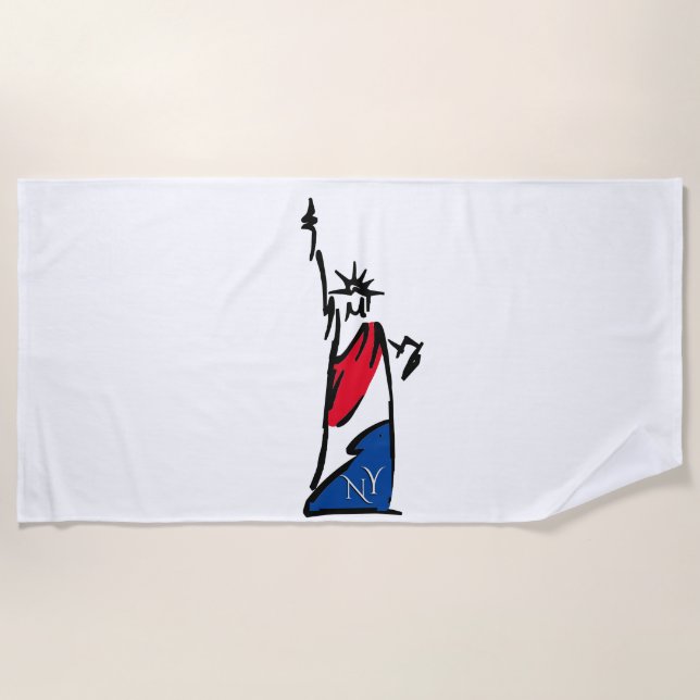 Serviette De Plage Statue de la Liberté / Rayures de Lady Liberty (Devant)