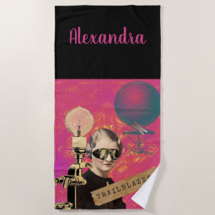 Serviette De Plage Steampunk Femme Trailblazer Pop Art