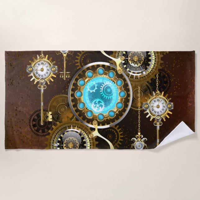 Serviette De Plage Steampunk Rusty Background (Devant)