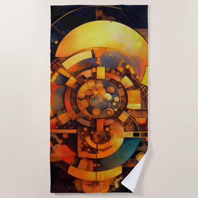 Serviette De Plage Steampunk Solar Mechanism Abstract (Devant)