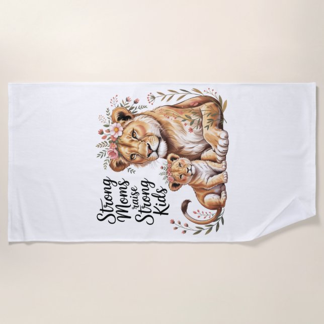 Serviette De Plage Strong Moms Raise Strong Kids (Devant)
