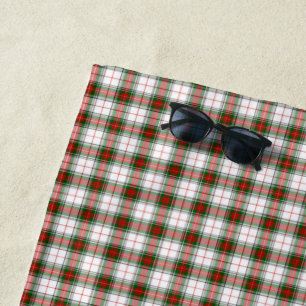 Serviette De Plage Stuart / Stewart tartan blanc rouge vert plaid
