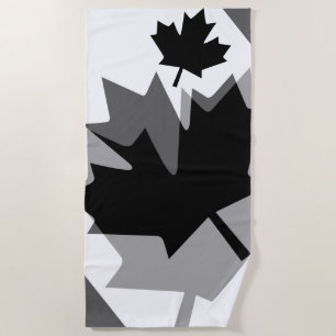 Serviette De Plage Style canadien Feuille d'érable noire stratifiée C