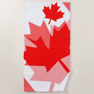 Serviette De Plage Style canadien Feuille d'érable rouge en couches C